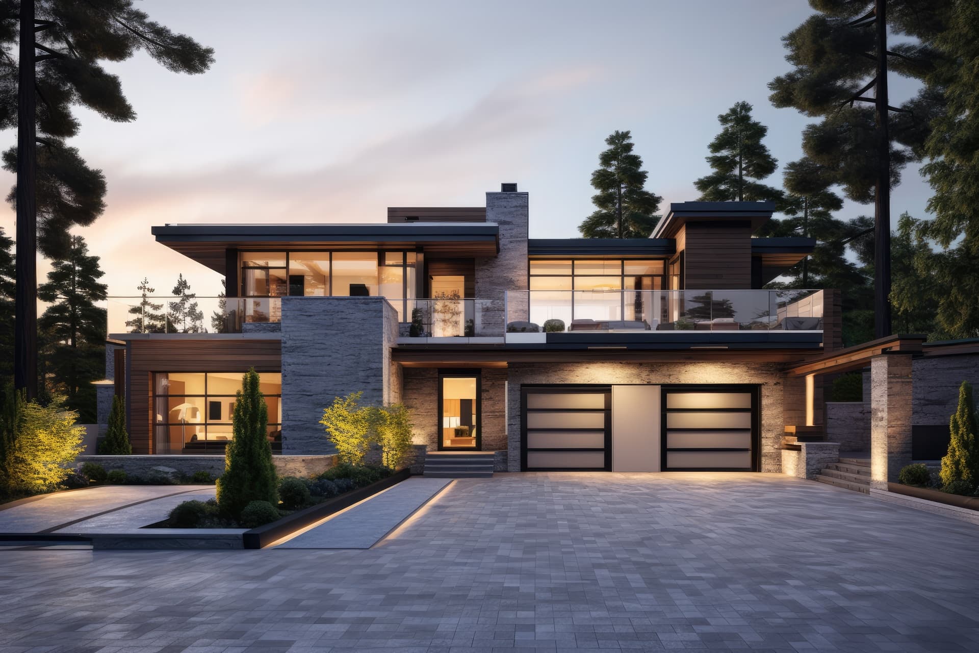 Modern home exterior with professional inspection analysis